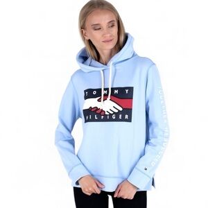 Tommy Hilfiger One Planet Earth Day Women's Blue Graphic Hoodie Size XXL